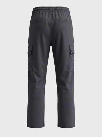 Men's Grey Relaxed Fit Solid Utility Cargo