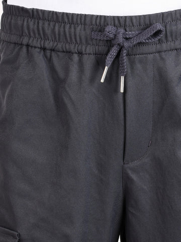 Men's Grey Relaxed Fit Solid Utility Cargo
