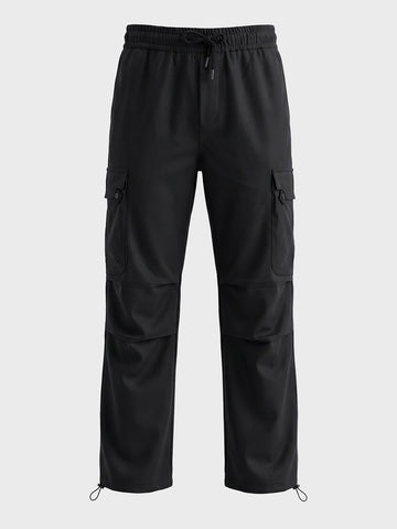 Men's Black Relaxed Fit Solid Utility Cargo