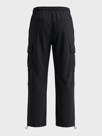 Men's Black Relaxed Fit Solid Utility Cargo