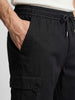Men's Black Relaxed Fit Solid Utility Cargo
