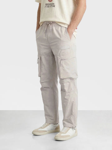 Men's White Relaxed Fit Solid Utility Cargo