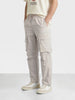 Men's White Relaxed Fit Solid Utility Cargo
