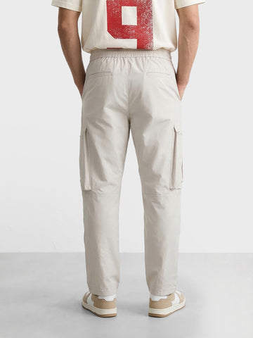 Men's White Relaxed Fit Solid Utility Cargo