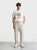 Men's White Relaxed Fit Solid Utility Cargo