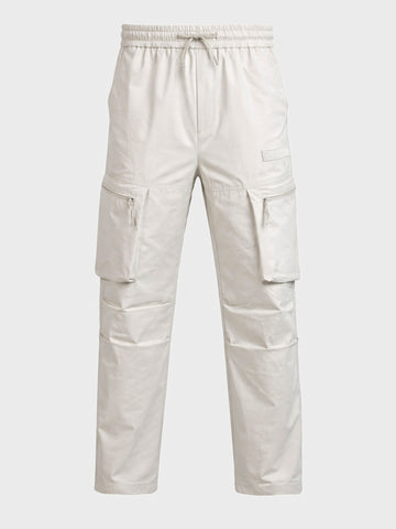 Men's White Relaxed Fit Solid Utility Cargo