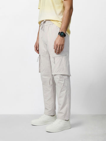 Men's Green Relaxed Fit Solid Utility Cargo