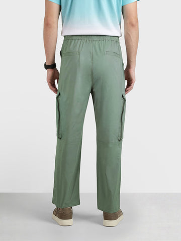 Men's Green Relaxed Fit Solid Utility Cargo