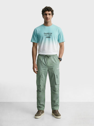 Men's Green Relaxed Fit Solid Utility Cargo