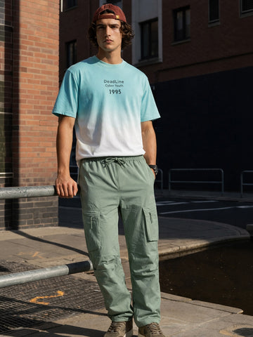 Men's Green Relaxed Fit Solid Utility Cargo