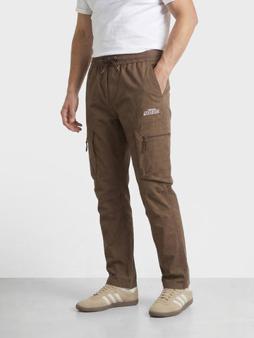 Men's Brown Relaxed Fit Solid Utility Cargo