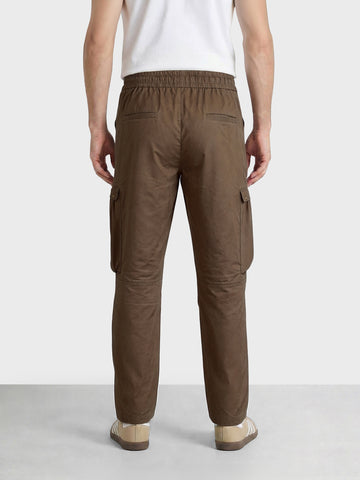 Men's Brown Relaxed Fit Solid Utility Cargo