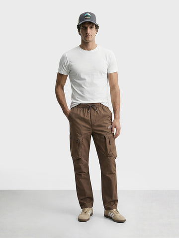 Men's Brown Relaxed Fit Solid Utility Cargo