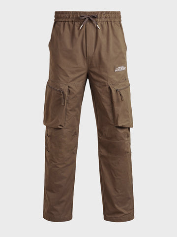 Men's Brown Relaxed Fit Solid Utility Cargo