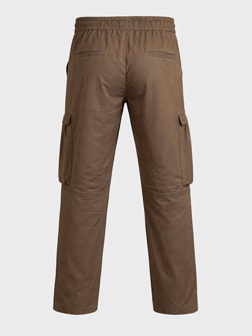 Men's Brown Relaxed Fit Solid Utility Cargo