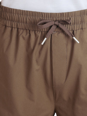 Men's Brown Relaxed Fit Solid Utility Cargo