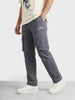 Men's Grey Relaxed Fit Solid Utility Cargo