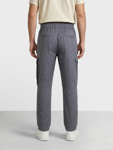 Men's Grey Relaxed Fit Solid Utility Cargo