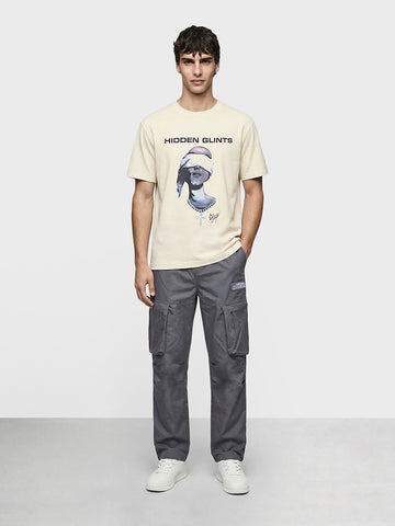 Men's Grey Relaxed Fit Solid Utility Cargo