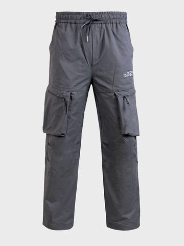 Men's Grey Relaxed Fit Solid Utility Cargo