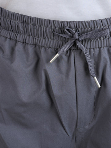 Men's Grey Relaxed Fit Solid Utility Cargo