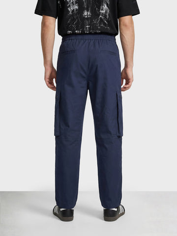 Men's Blue Relaxed Fit Solid Utility Cargo