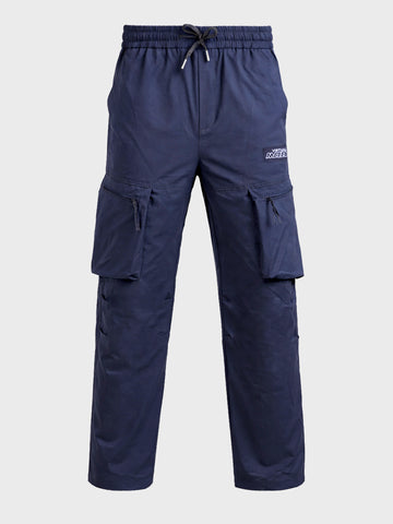 Men's Blue Relaxed Fit Solid Utility Cargo