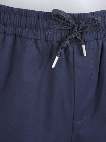 Men's Blue Relaxed Fit Solid Utility Cargo
