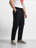 Men's Black Relaxed Fit Solid Utility Cargo