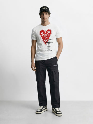 Men's Black Relaxed Fit Solid Utility Cargo