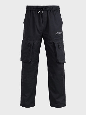 Men's Black Relaxed Fit Solid Utility Cargo