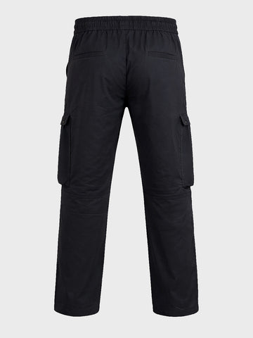 Men's Black Relaxed Fit Solid Utility Cargo