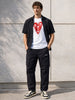 Men's Black Relaxed Fit Solid Utility Cargo