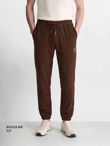 Men's Brown Relaxed Fit Solid Casual Joggers