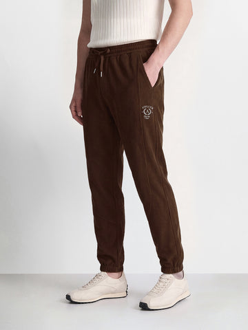 Men's Brown Relaxed Fit Solid Casual Joggers