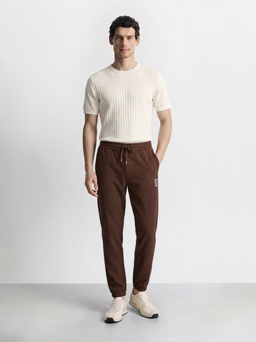 Men's Brown Relaxed Fit Solid Casual Joggers