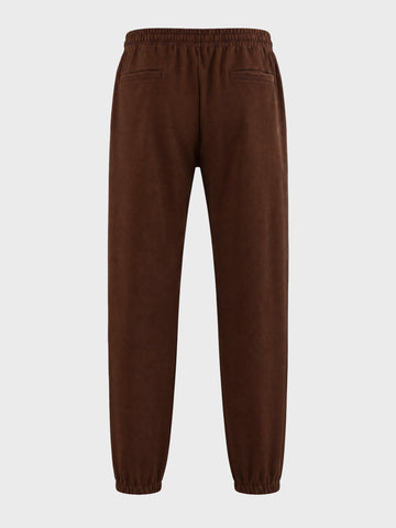 Men's Brown Relaxed Fit Solid Casual Joggers