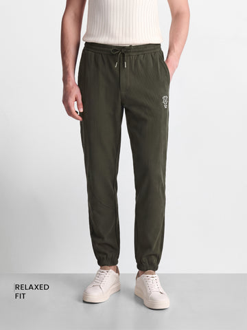 Men's Green Relaxed Fit Solid Casual Joggers
