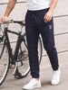 Men's Blue Relaxed Fit Solid Casual Joggers