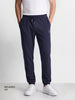 Men's Blue Relaxed Fit Solid Casual Joggers