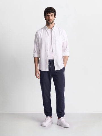 Men's Blue Relaxed Fit Solid Casual Joggers