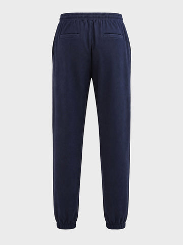 Men's Blue Relaxed Fit Solid Casual Joggers