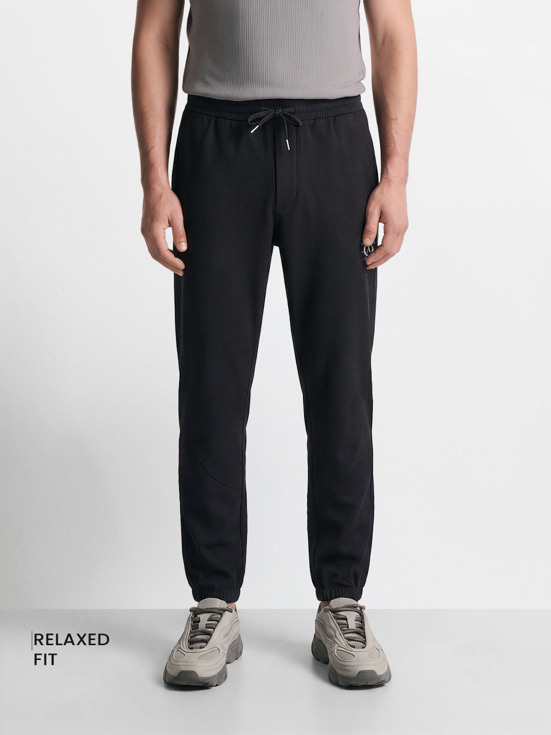 Men's Black Relaxed Fit Solid Casual Joggers