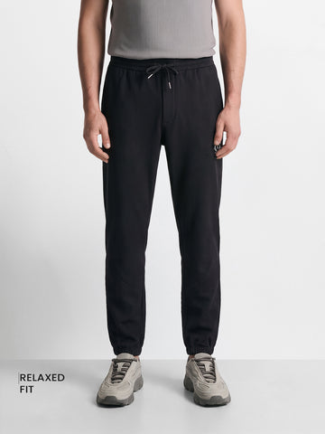 Men's Black Relaxed Fit Solid Casual Joggers