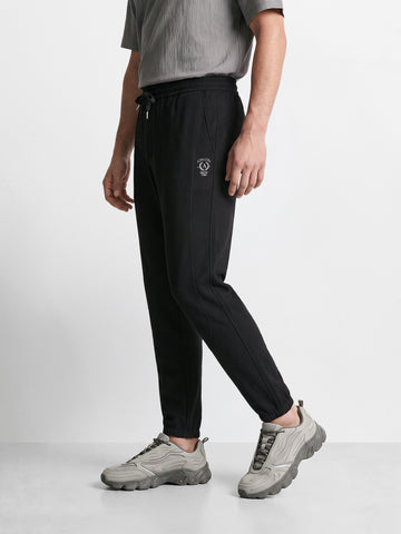 Men's Black Relaxed Fit Solid Casual Joggers