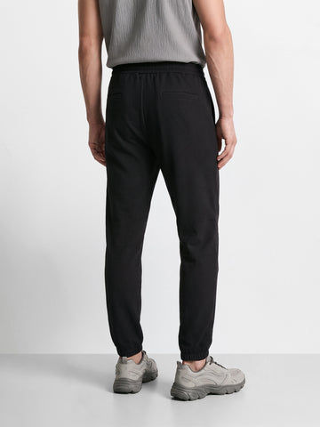 Men's Black Relaxed Fit Solid Casual Joggers