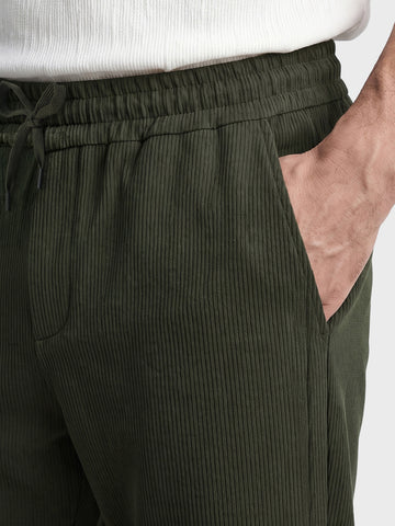 Men's Olive Relaxed Fit Solid Casual Joggers
