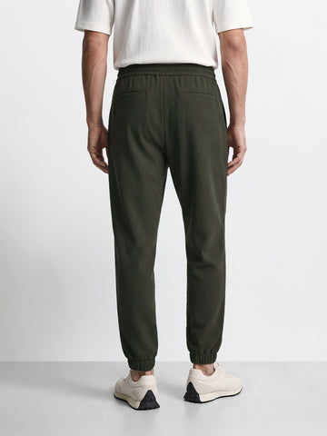 Men's Olive Relaxed Fit Solid Casual Joggers