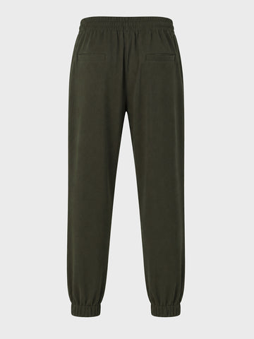 Men's Olive Relaxed Fit Solid Casual Joggers