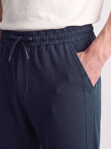 Men's Blue Relaxed Fit Solid Casual Joggers